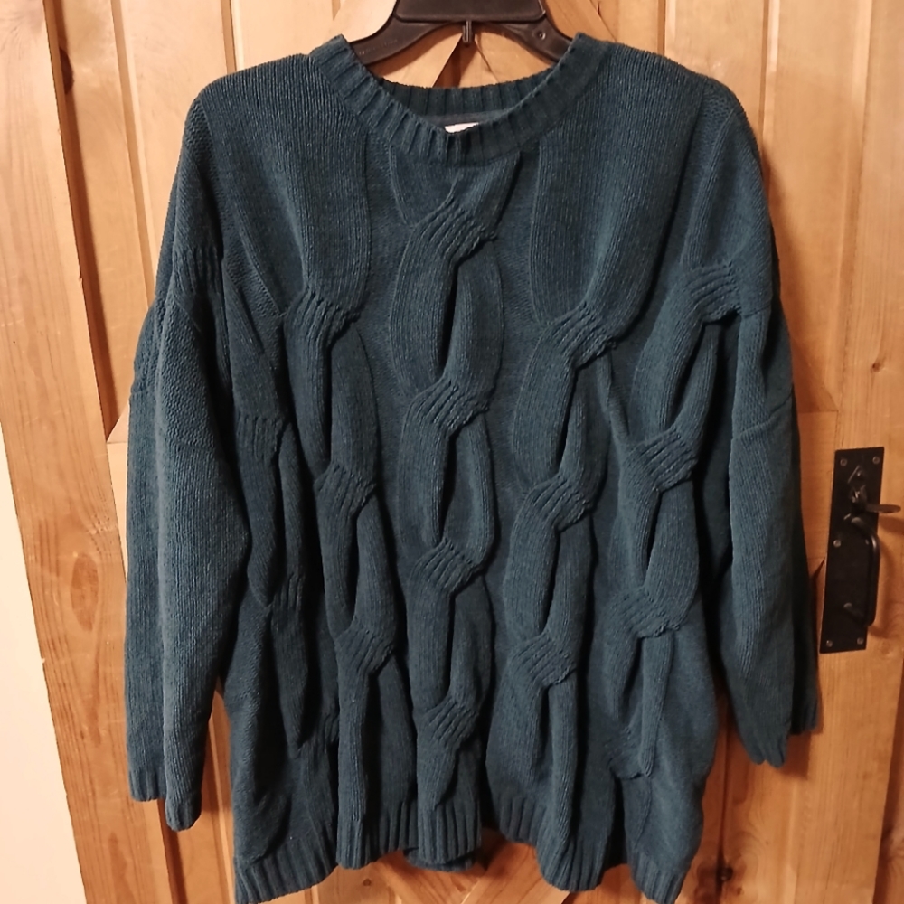 J. Jill Chenille Chunky Cable Knit Crew Neck Sweater ..XL